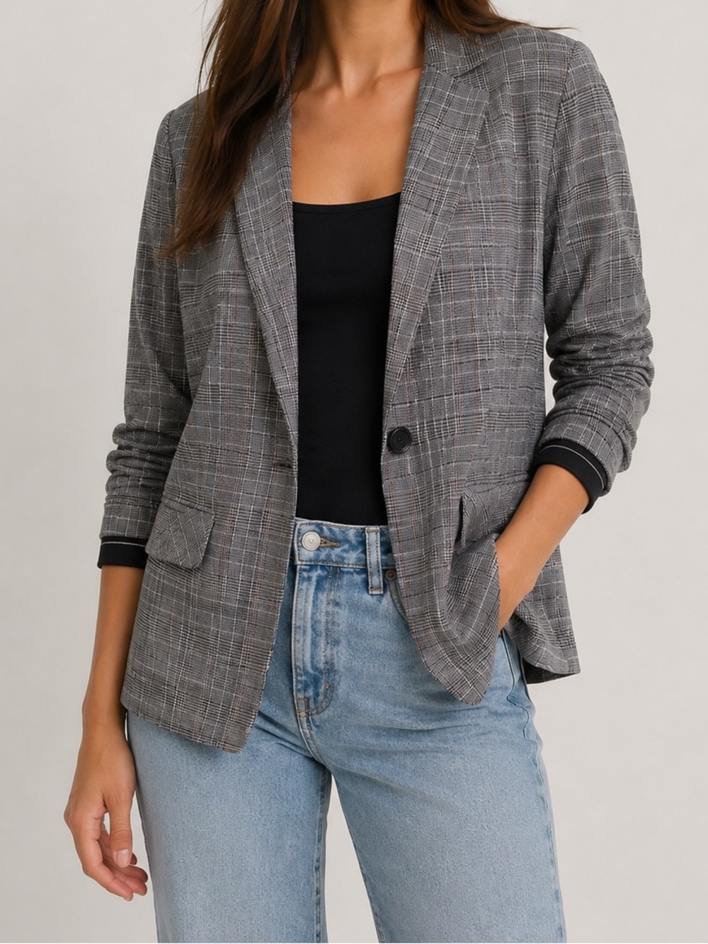 Mélissa Nepton Plaid‎ Houndstooth Blazer Checked Jacket size Medium